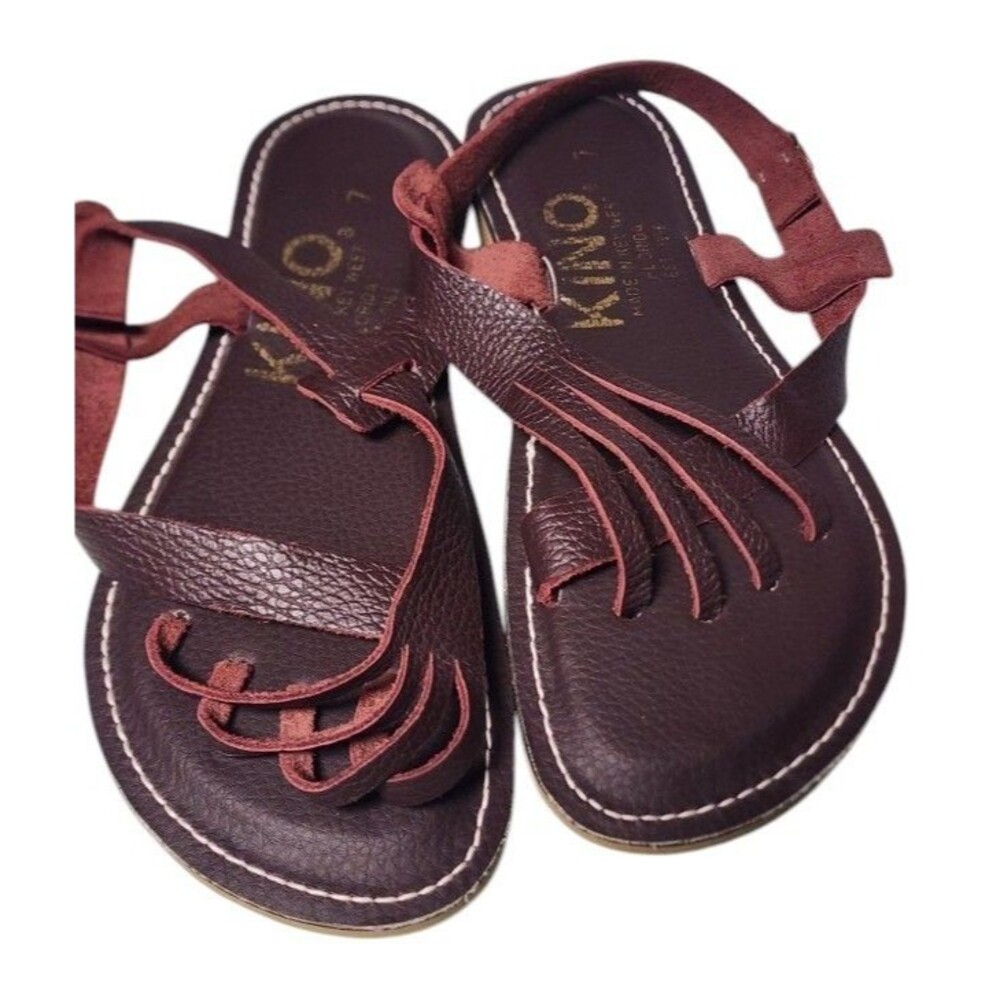 KINO 'Spider' Leather Sandals Handmade in Key West Size 7 Reddish Brown